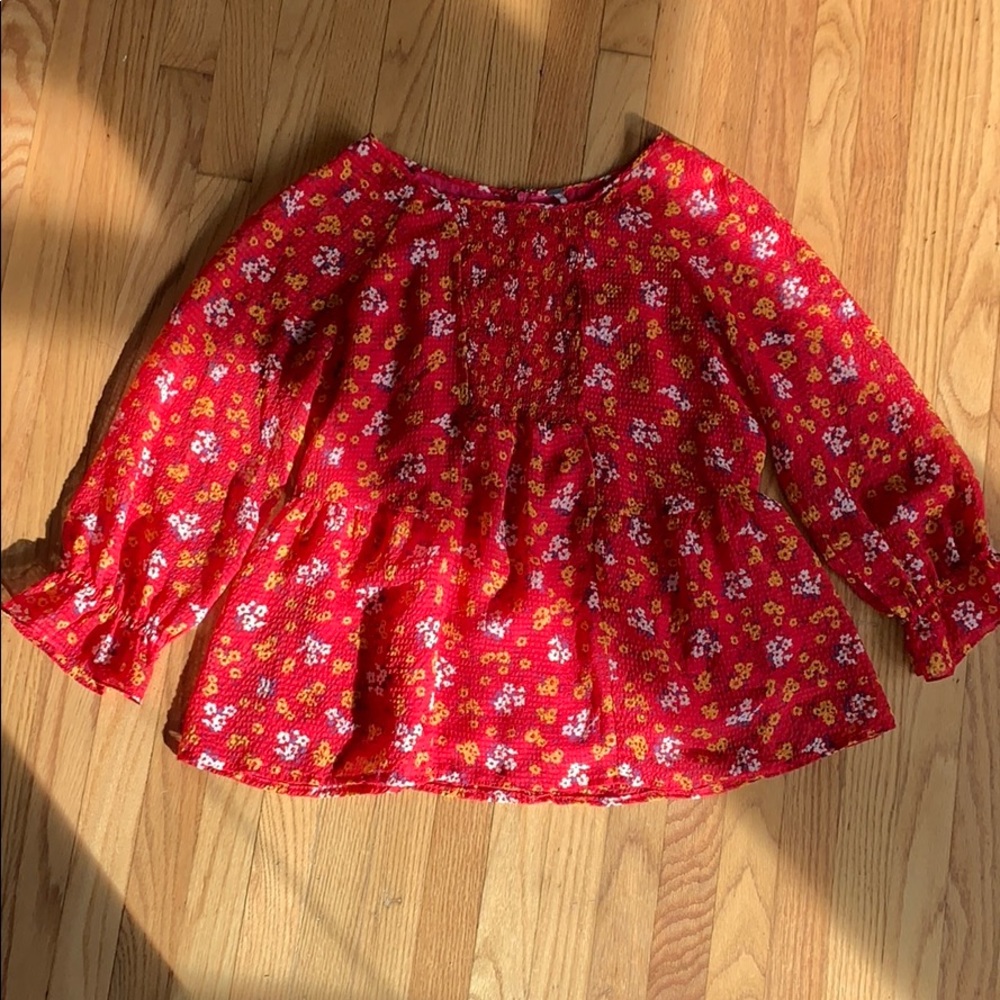 Free People Red Flowery Top size 8